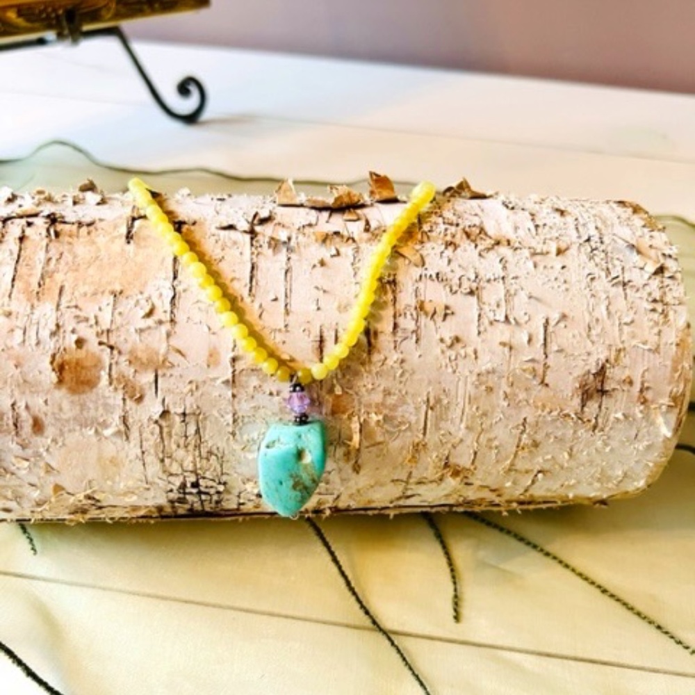 Turquoise Drop neckless with beads, hand made